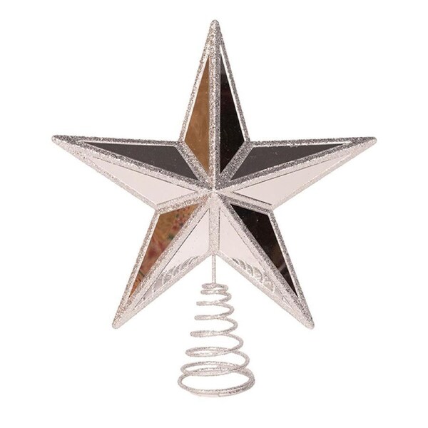 Silver Mirror Star Tree Topper 28 x 31cm