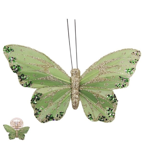 MINT Butterfly Clip with Chanpagne Glitter 12cm