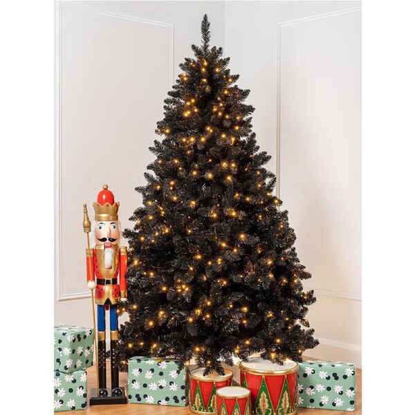 BAVARIAN Black Fir 12ft Pre-Lit Christmas Tree Cool White LED
