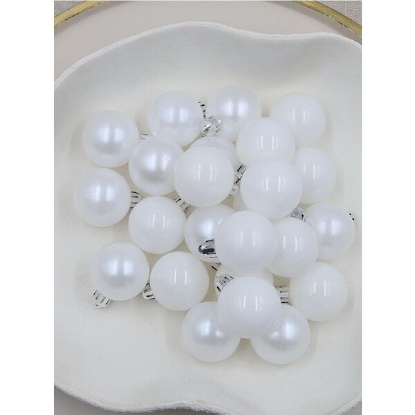 PEARL WHITE 40mm Christmas Baubles Gloss Matt 24 pack