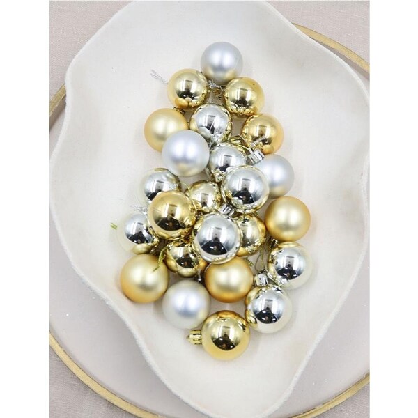 GOLD & SILVER 40mm Christmas Baubles Gloss Matt 24 pack