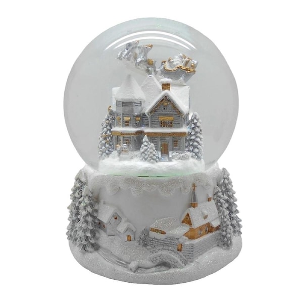 White and Silver Musical Snowglobe 12cm