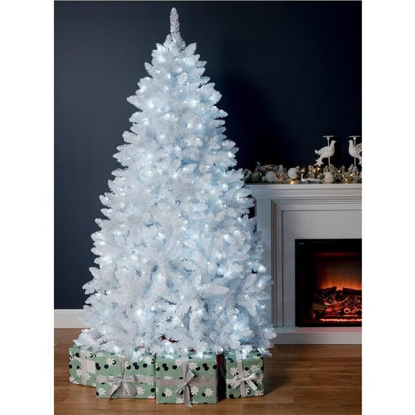 BAVARIAN White Fir 8ft Pre-Lit Christmas Tree Cool White LED