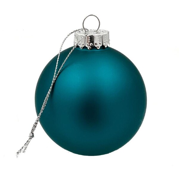 Glass Christmas Bauble single Turquoise Matt 80mm