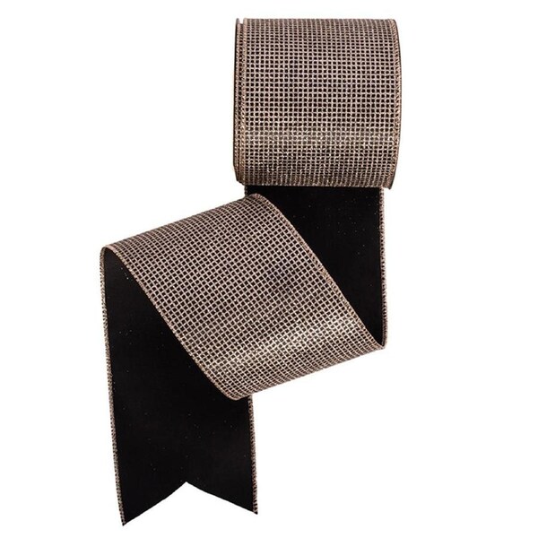 Black Christmas Tree ribbon champagne 10m x 10cm