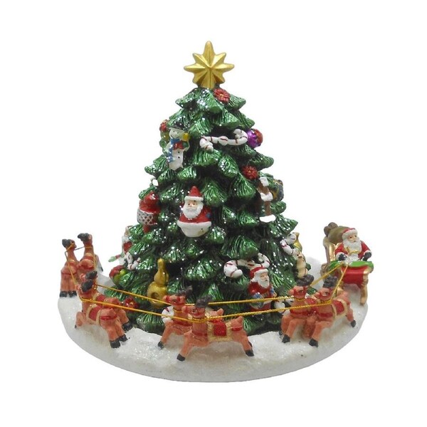 Musical Carousel Santa Sleigh and Reindeer 16cm