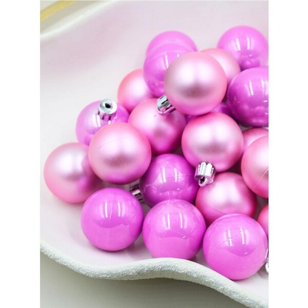 BABY PINK 40mm Christmas Baubles Pearl Matt 24 pack