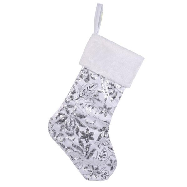 Silver and white Christmas Stocking