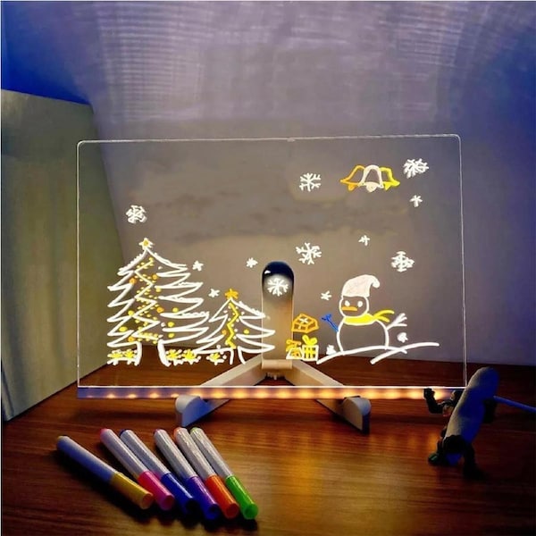 30*20CM LED Note Board With Colors Acrylic Dry Erase Board With Light