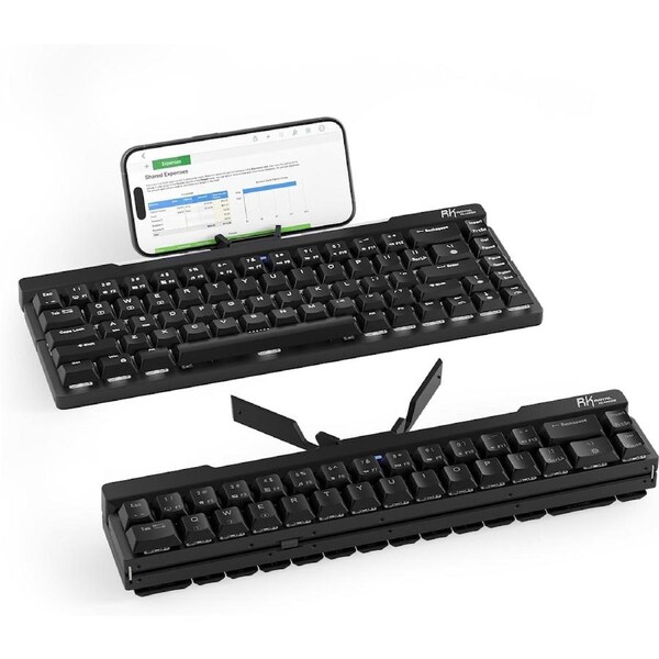 RK ROYAL KLUDGE F68 60% Foldable Low Profile 68 Keys Mechanical Keyboard, Wireless Mechanical Keyboard with Aluminum Body, Built-in Stand Holder