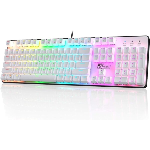 RK ROYAL KLUDGE RK920 Full Size 104 Keys Wired Mechanical Rainbow Backlit Gaming Keyboard, Tactile Brown Switch