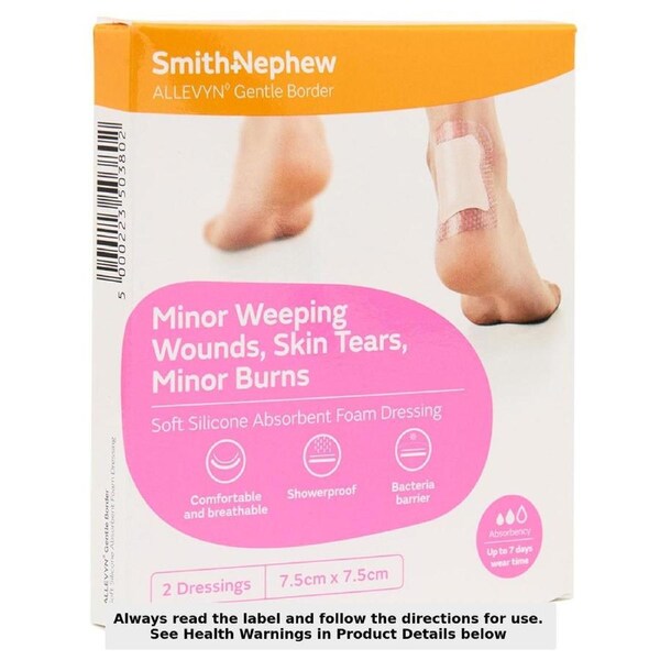Allevyn Gentle Border 7.5cm x 7.5cm Foam Dressing 2 Pack