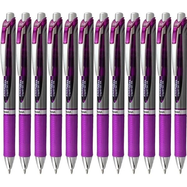 Pentel BL80 Energel Retractable Gel Ink Pens 1.0mm Violet Purple Box 12