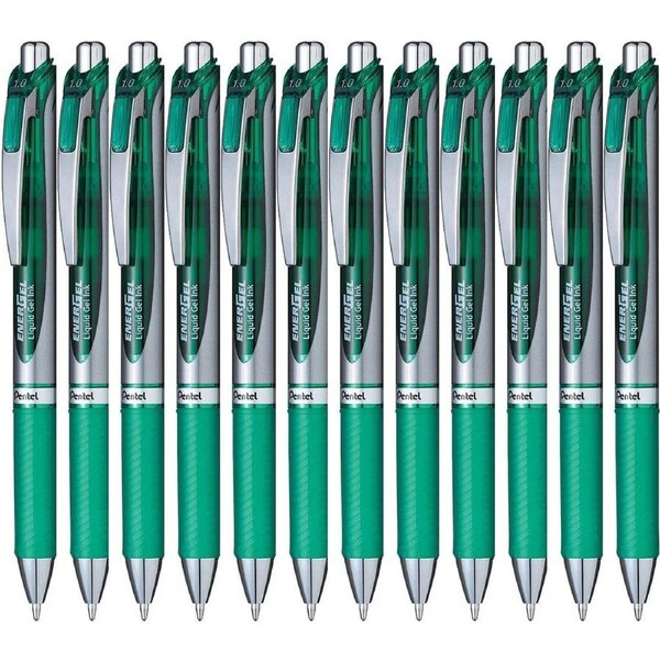 Pentel BL80 Energel Retractable Gel Ink Pens 1.0mm Green Box 12