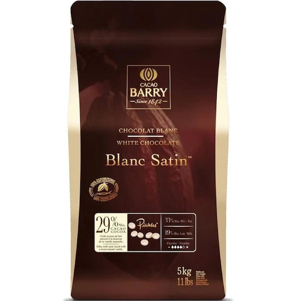 Cacao Barry White Blanc Satin Couverture White Chocolate 30% Pistols 5kg Bag