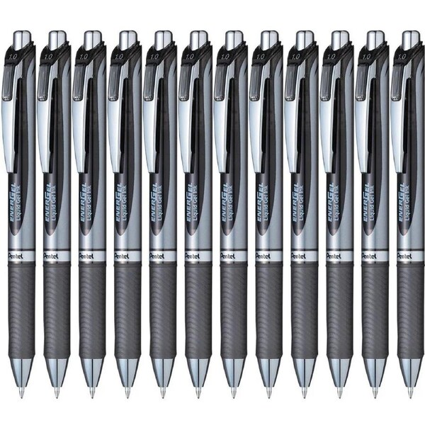 Pentel BL80 Energel Retractable Gel Ink Pens 1.0mm Black Box 12