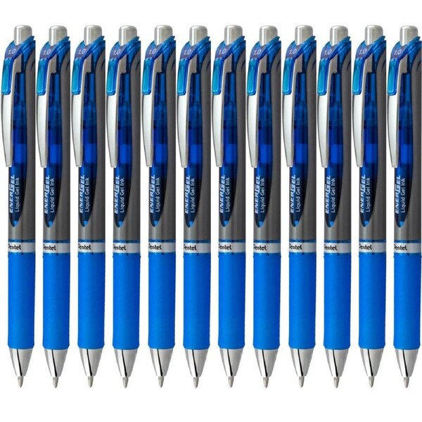 Pentel BL80 Energel Retractable Gel Ink Pens 1.0mm Blue Box 12