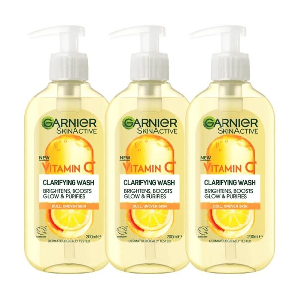 3 x Garnier SkinActive Vitamin C Clarifying Wash 200mL