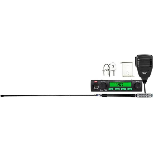 GME UHF CB Radio 80 Channel Compact Value Pack w/ Microphone Antenna Mount