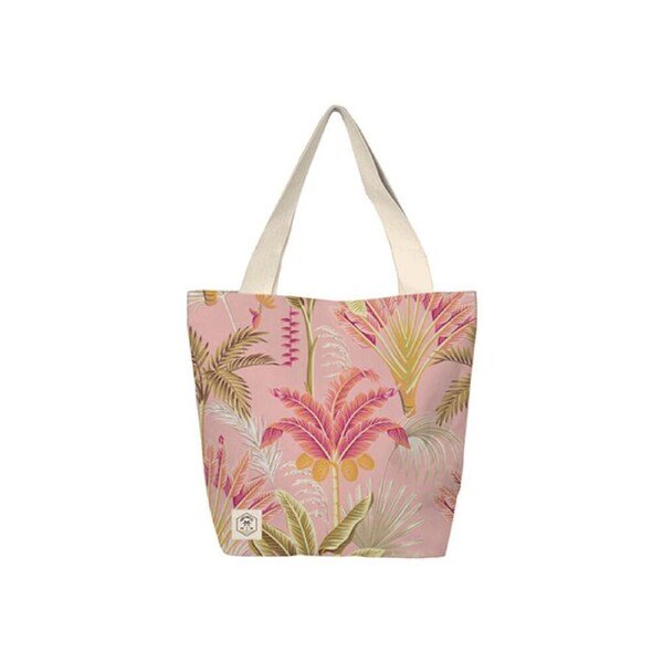 Good Vibes Canvas Beach Bag With Zip Tropicana Print 41x47x15cm