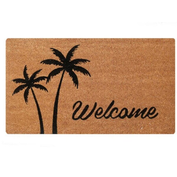 Maine And Crawford Palm Tree Welcome Black Coir Doormat 70x40cm