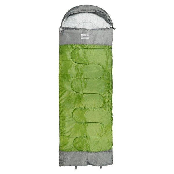 Cockatoo Burrum Hooded Sleeping Bag 10–15 °C 215x70cm Green and Grey