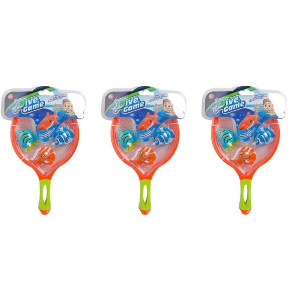 3PK Razoo Dive Game With Net And 3 Fish 2 Asst Clrs 26X15Cm 26x15cm Assorted