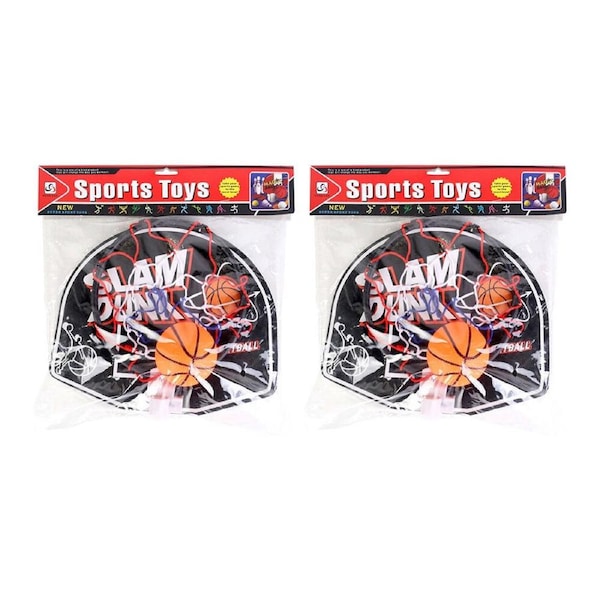 2PK Razoo Slam Dunk Mini Basketball Set W/ Wall Mount Kids Toy 29x23cm