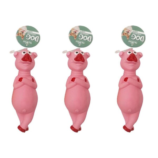 3PK Pro Pet Care Squeaky Animal Latex Interactive Dog Toy 21m Assorted