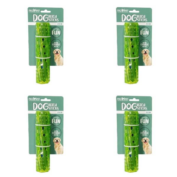 4PK Pro Pet Care TPR Fetch Stick With Crinkle Noise 20cm Assorted