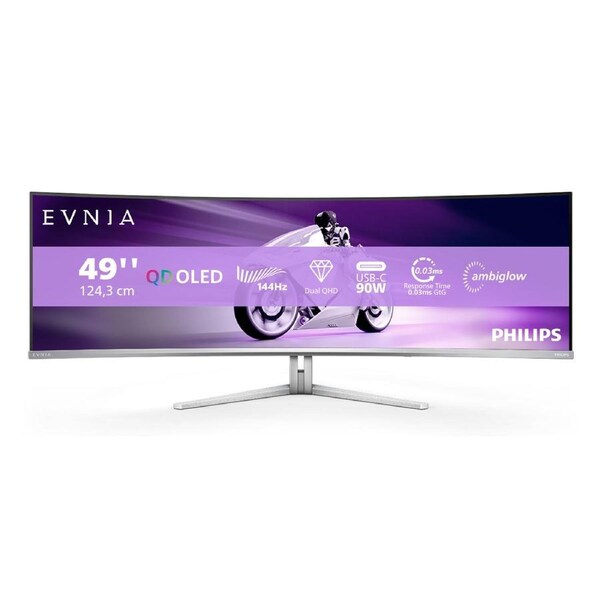 Philips Evnia 8000 49M2C8900L/75 computer monitor 124,5 cm (49") 5120 x 1440 pixels Dual QHD QD-OLED White
