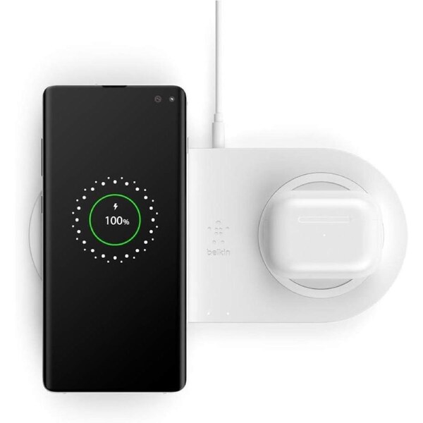 Belkin Dual Wireless Charger (Dual Wireless Charging Pad 15W) Fast Charge - White - Ex Display