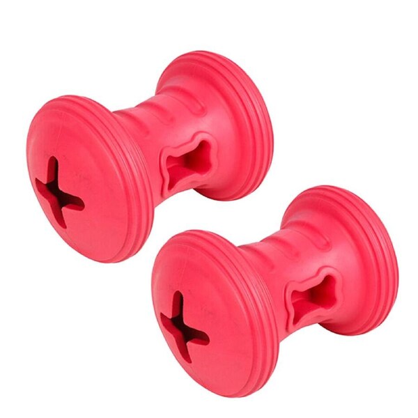 2PK Pro Pet Care Bobbin Treat Dispenser Teeth Cleaning Dog Toy 13x10cm Assorted