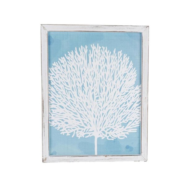 Maine And Crawford D1 Coral Blue & White Wall Artwork Home Decor 45x35x2cm
