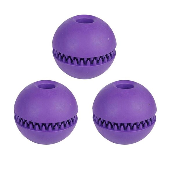 3PK Pro Pet Care Heavy Duty Bounce Ball Treat Teeth Cleaning Toy 9cm Assorted