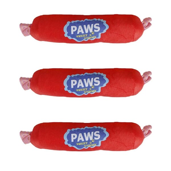 3PK Pro Pet Care Candy With Wrapper Plush Dog Toy Squeaker 10x38cm Assorted