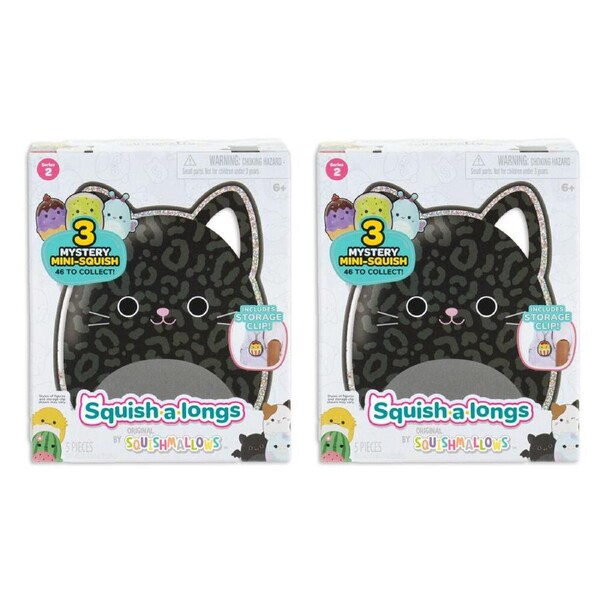 2x 3pc Squishmallows Squish A Longs Kids Soft Toy w/ Clip 6y+ Assorted