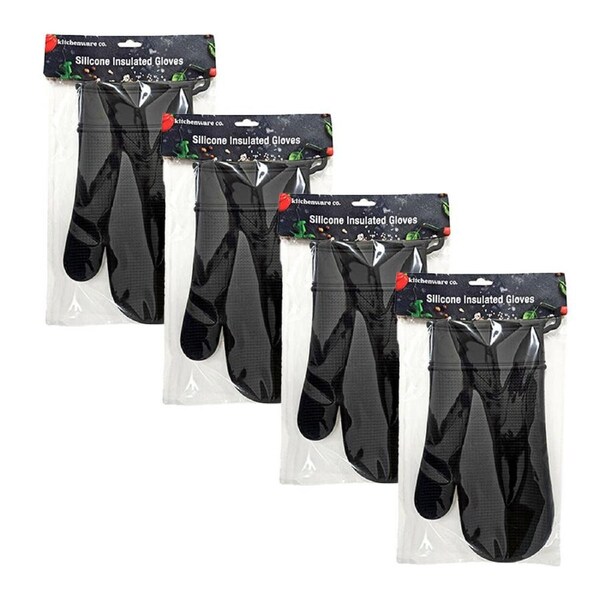 4PK Kitchenware Co Heat-Resistant Silicone Insulated Glove Black