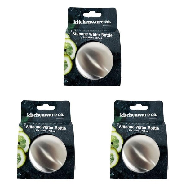 3PK Kitchenware Co Foldable Silicone Travel Water Bottle 7.5x22cm
