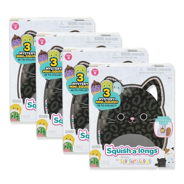 4x 3pc Squishmallows Squish A Longs Kids Soft Toy w/ Clip 6y+ Assorted