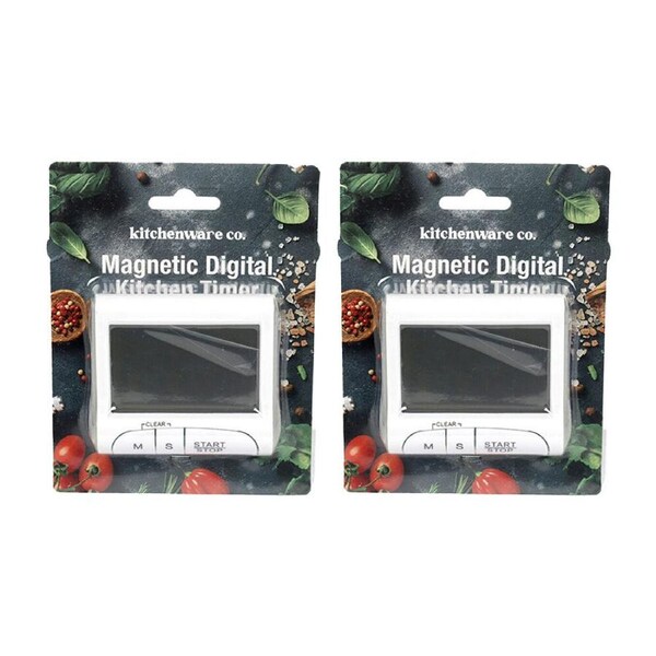 2PK Kitchenware Co Digital Kitchen Timer With Magnet 8x7cm White