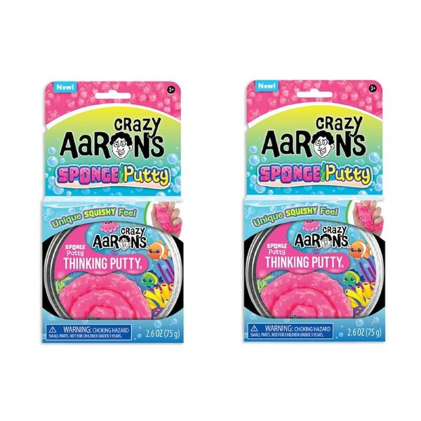 2PK Crazy Aarons Trendsetters Sponge Putty 4 Inch Tin Kids Sensory Toy 3y+
