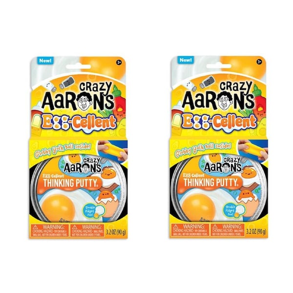 2PK Crazy Aarons Trendsetters Eggcellent Putty 4 Inch Tin Kids Sensory Toy 3y+