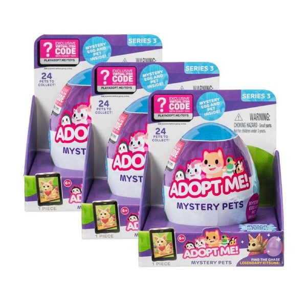 3PK Adopt Me 2In Mystery Pet Water Reveal Egg Collectable Kids Toy 6y+ Assorted