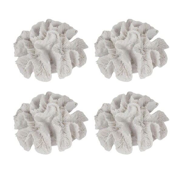 4PK Maine And Crawford Home Decor White Coral Resin Sculpture 15x15x7cm