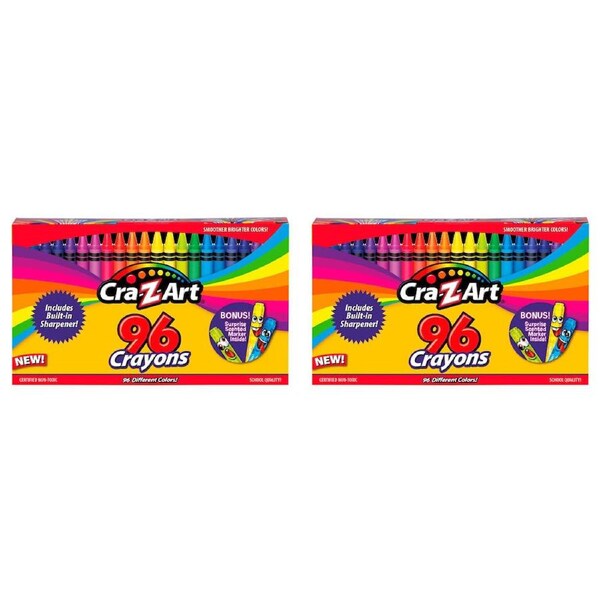 2x 96pc Cra-Z-Art Stationery Drawing Crayons w/ Sharpener & Bonus Marker 3y+
