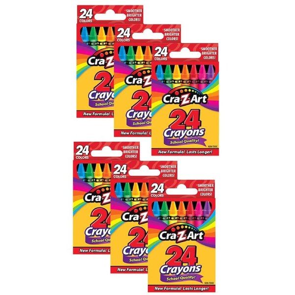 6x 24pc Cra-Z-Art Stationery School Quality Drawing Crayons 3y+ Multi Colour