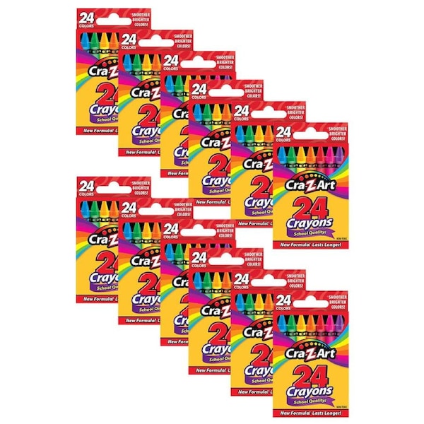 12x 24pc Cra-Z-Art Stationery School Quality Drawing Crayons 3y+ Multi Colour