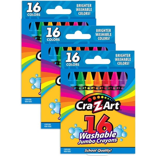 3x 16pc Cra-Z-Art Stationery Rainbow Jumbo Washable Kids Drawing Crayons 3y+