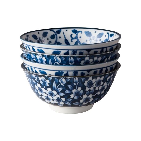 TOKYO SAKURA BLUE BOWLS 4PC 15CM SET GB